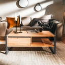 Tavolino salotto con cassetto quercia antracite cm 100x 55 x 40 h