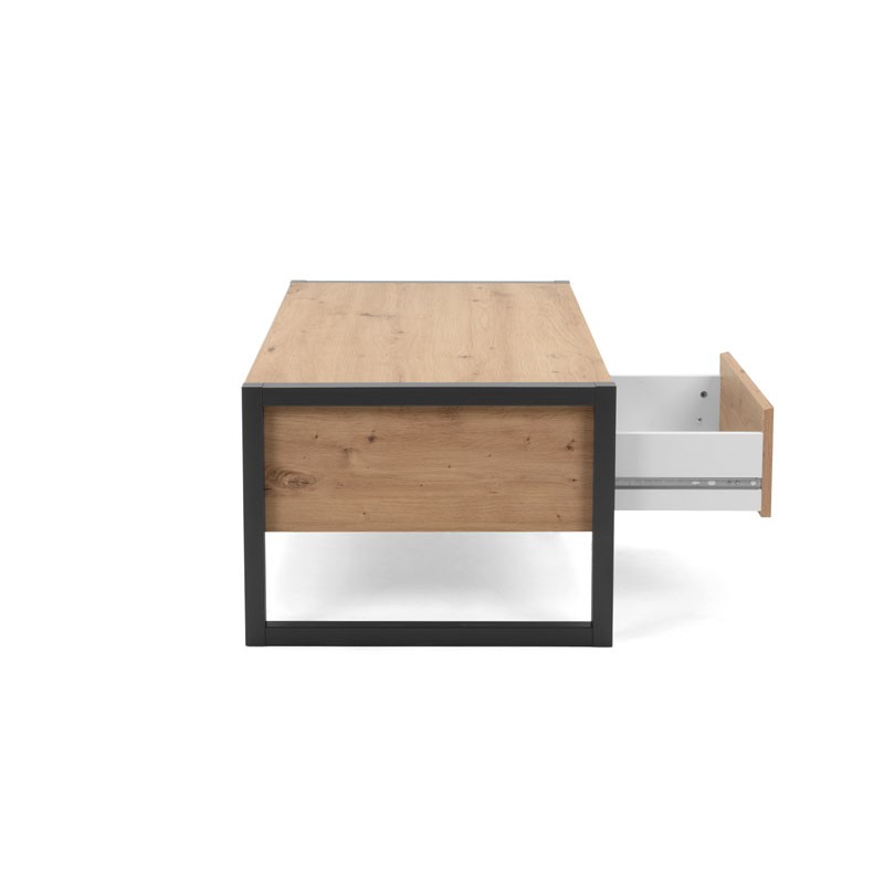 Tavolino salotto con cassetto quercia antracite cm 100x 55 x 40 h