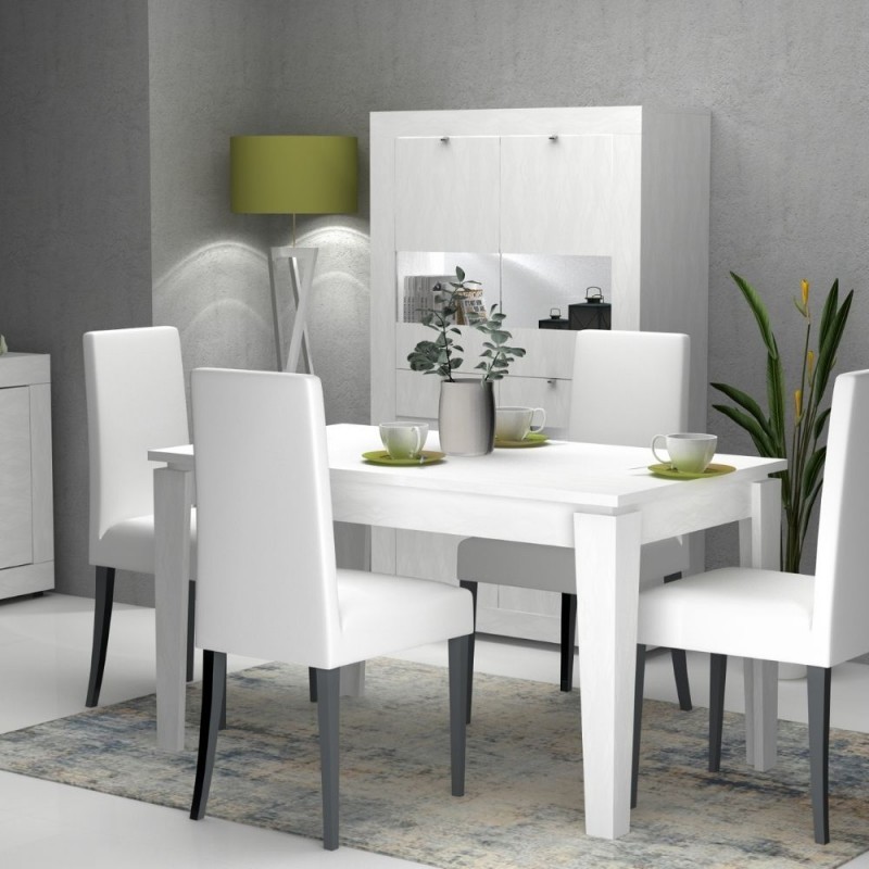 Tavolo allungabile Bianco Larice MEGARON 120/160X80 cm