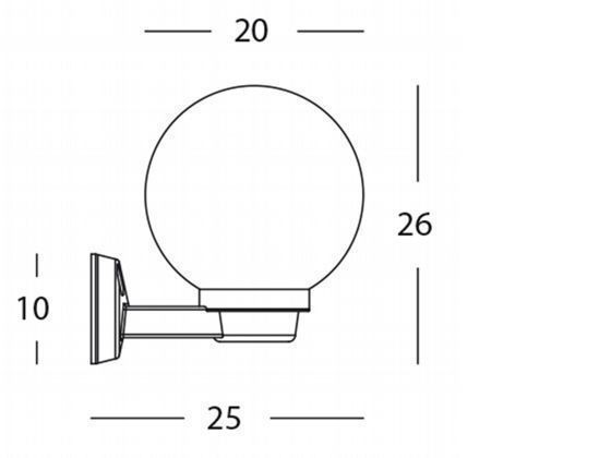 Applique Sfera Opale D.20 E27 Nero