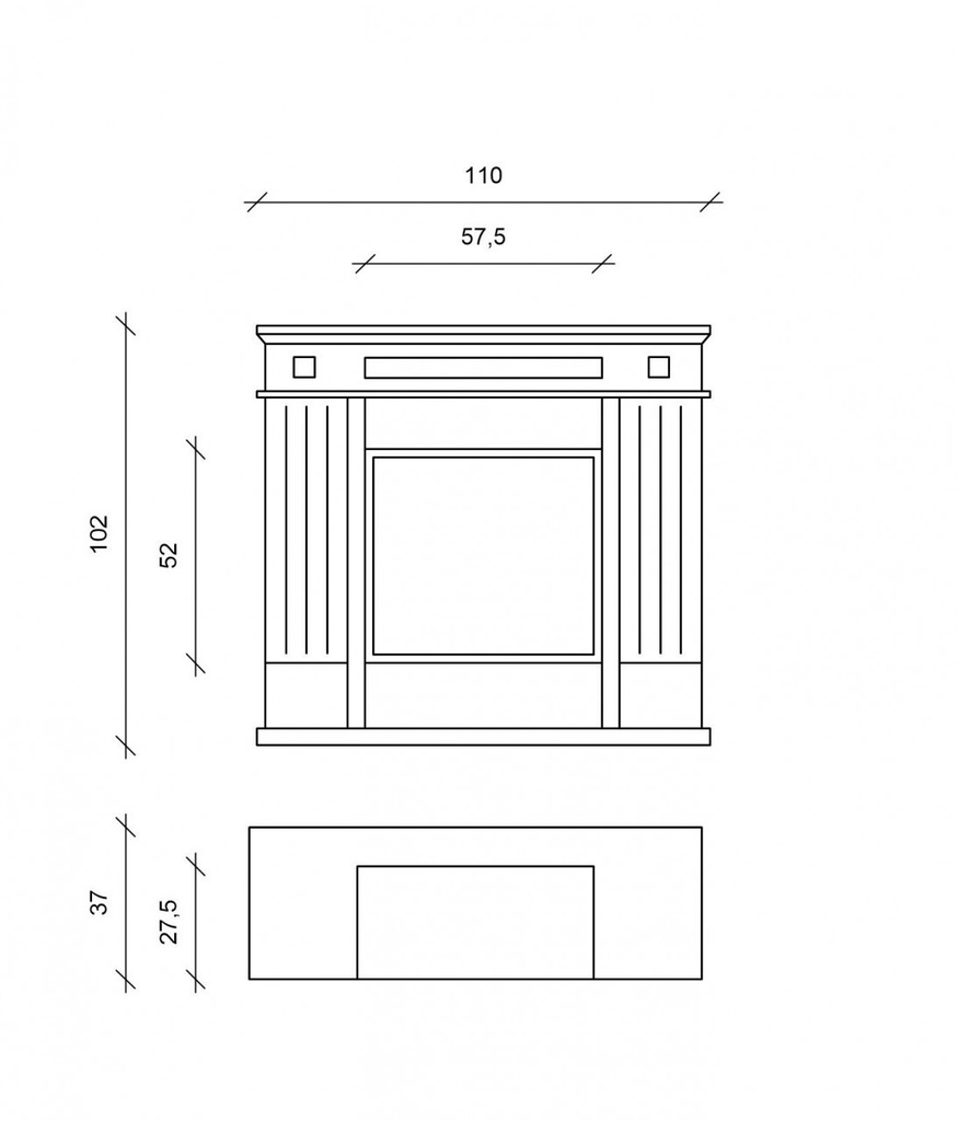 Biocamino design da terra bioetanolo bianco 102 x 37 x 110 cm