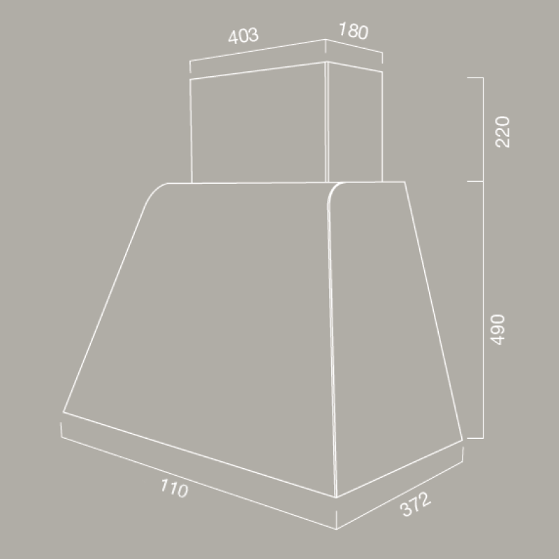 Cappa aspirante in acciaio inox brunito 110x37,2x49 cm