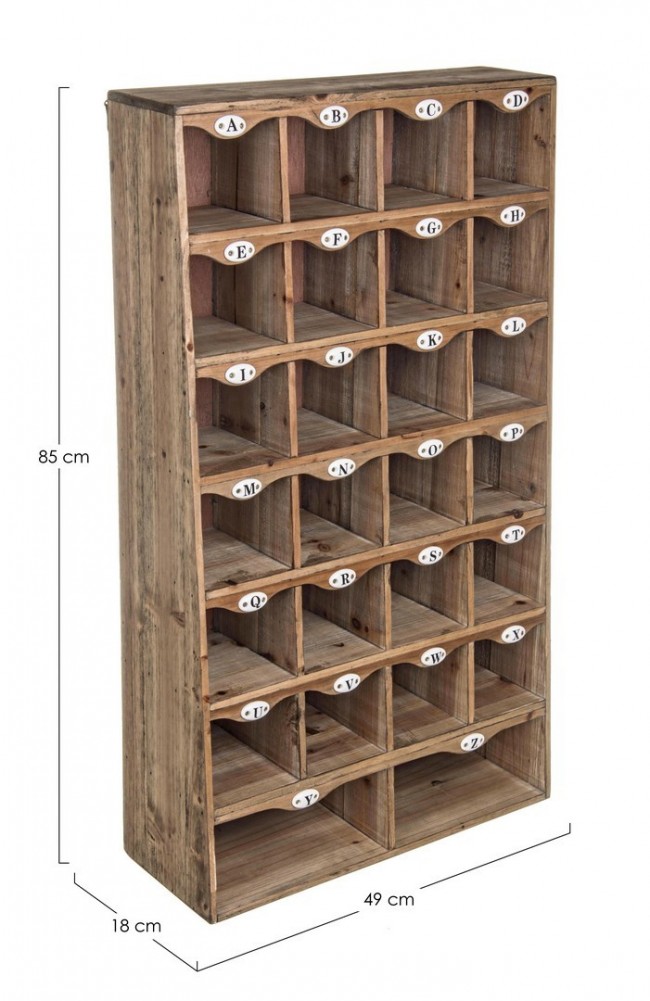Casellario in legno di pino 85h cm