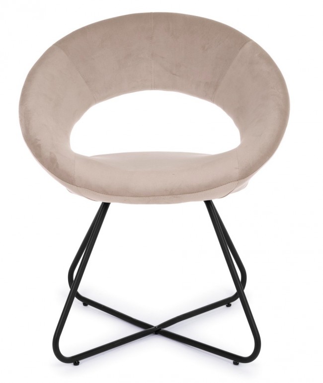 Poltrona Vanity  in velluto tortora e gambe in nero