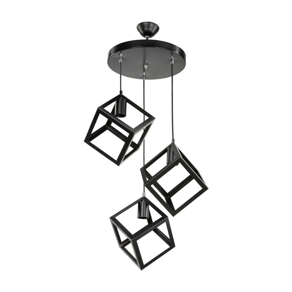 Lampada a sospensione con 3 cubi nero