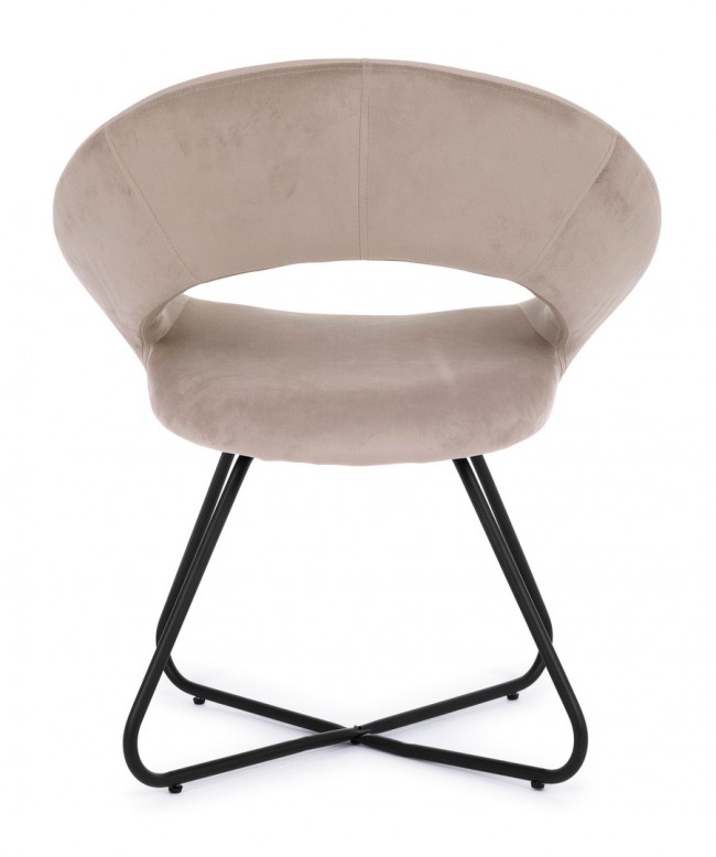 Poltrona Vanity  in velluto tortora e gambe in nero