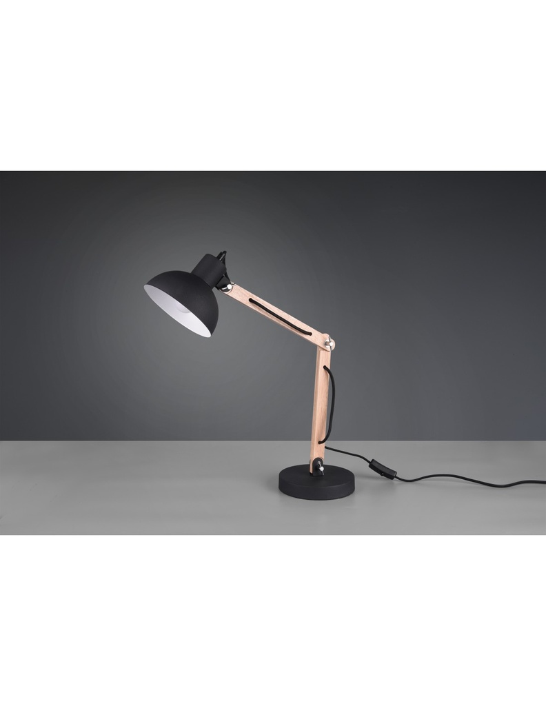 Lampada da Tavolo Kimi Legno e Paralume Nero