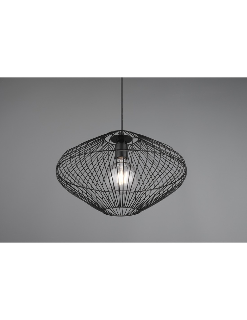 Lampadario Sospensione Gabbia Metallo Nero Cobain