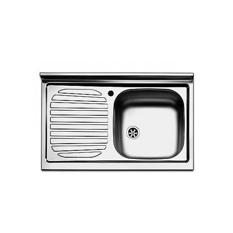 Lavello cucina vasca con gocciolatoio a sinistra in acciaio da appoggio 50x90 cm