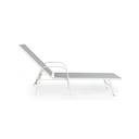 Lettino da giardino in acciaio bianco con braccioli - 195x95x30 cm
