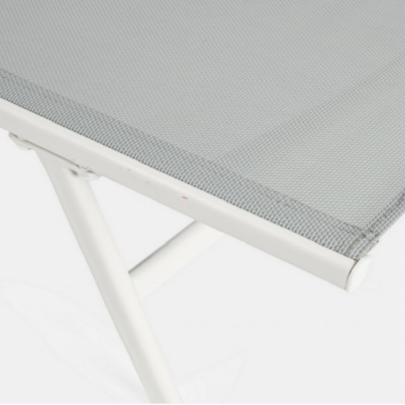 Lettino da giardino in acciaio bianco con braccioli - 195x95x30 cm