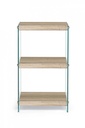 Libreria 3P Kenya - Mensole in MDF Rivestite in Carta Melaminica Effetto Legno - Fianchi in Vetro Temperato Spessore 12mm - Misure 40a x 30b x 70h - Da Assemblare