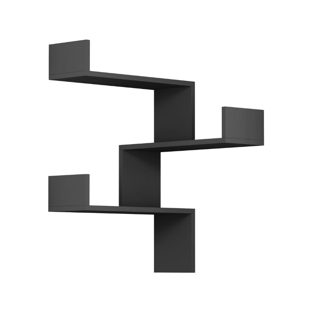 Libreria Angolare 3 Livelli Antracite H 90 x P 22 x L 60 cm