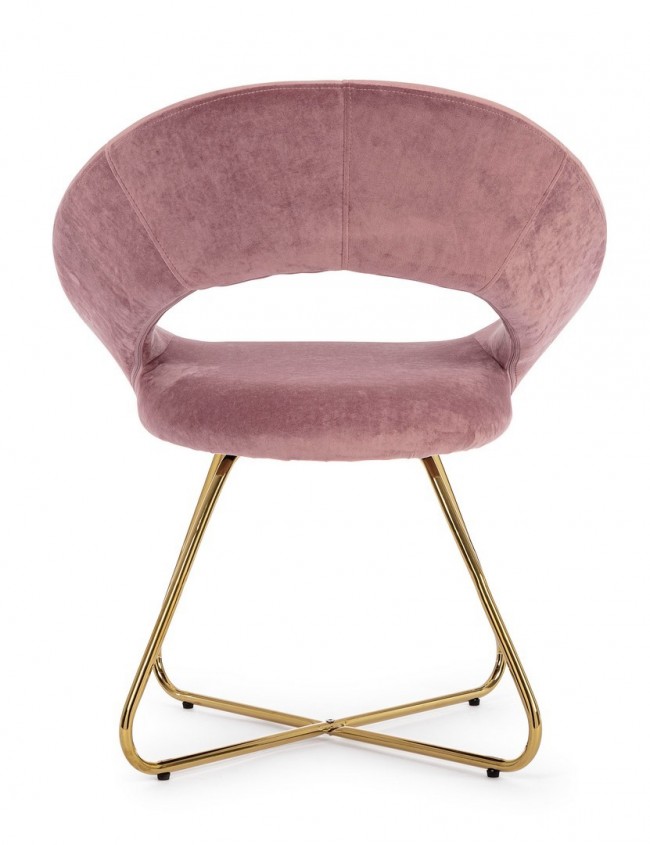 Poltrona Vanity Oro in velluto rosa