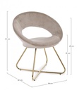 Poltrona Vanity in velluto tortora e gambe in oro