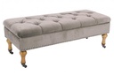 Panca Contenitore Beige in Velluto Stile Classico 110x44x40 cm