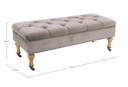 Panca Contenitore Beige in Velluto Stile Classico 110x44x40 cm