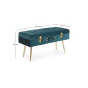 Panca in velluto con contenitore Blu 80x34x42 cm
