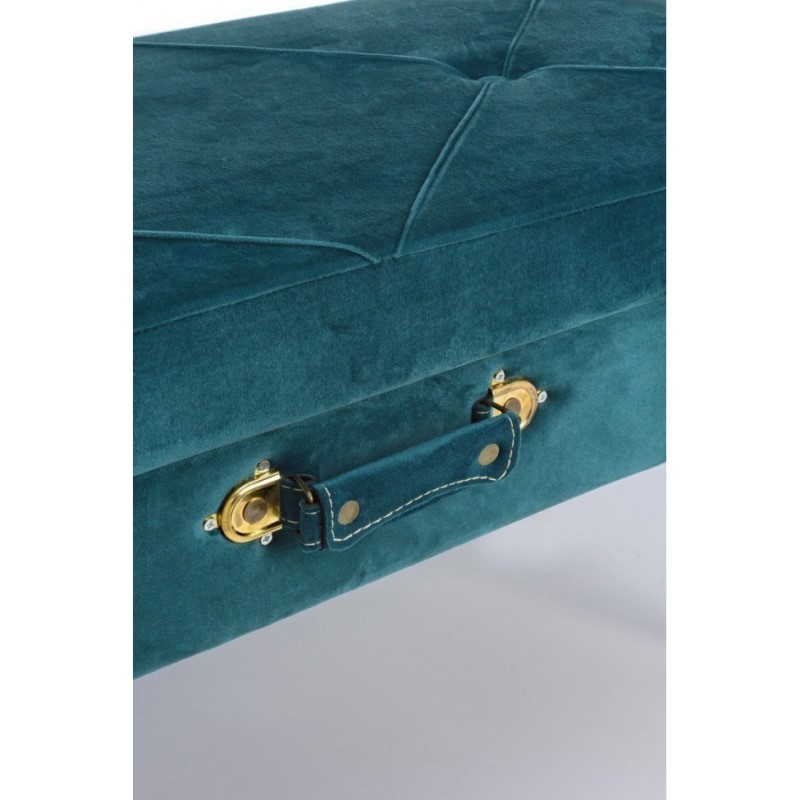 Panca in velluto con contenitore Blu 80x34x42 cm