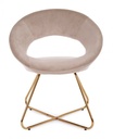 Poltrona Vanity in velluto tortora e gambe in oro