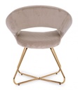 Poltrona Vanity in velluto tortora e gambe in oro