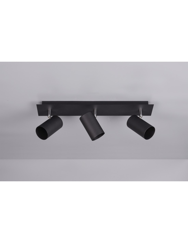 Plafoniera Orientabile Marley Nero Trio Lighting - Lampada da Soffitto Moderna con 3 Punti Luce Spot