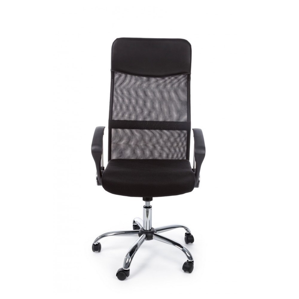 Poltrona da ufficio in ecopelle Dakar con braccioli nero - Dimensioni: 48x49x114/124 cm