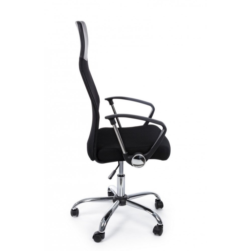 Poltrona da ufficio in ecopelle Dakar con braccioli nero - Dimensioni: 48x49x114/124 cm
