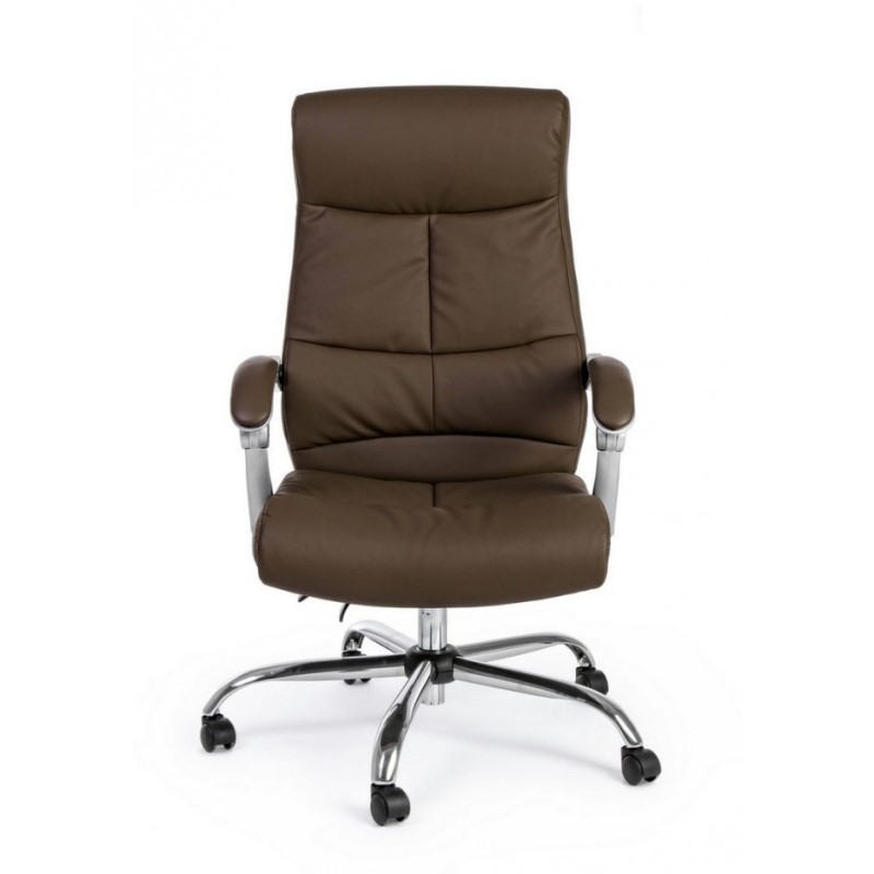 Poltrona da ufficio reclinabile marrone Lisbona con braccioli in similpelle - 76x65x116,5/124,5 cm