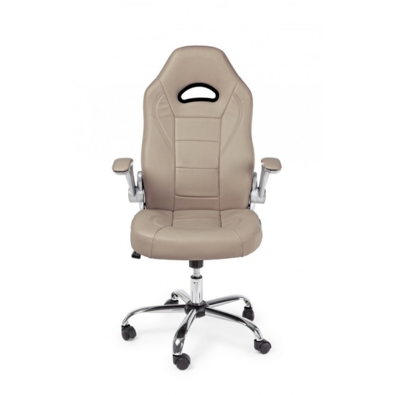 Poltrona da ufficio rivestita in pelle Boneville Beige - Dimensioni: 52x66x114/121 cm