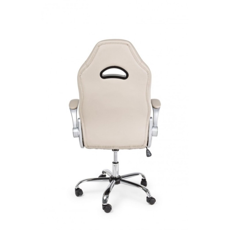 Poltrona da ufficio rivestita in pelle Boneville Beige - Dimensioni: 52x66x114/121 cm