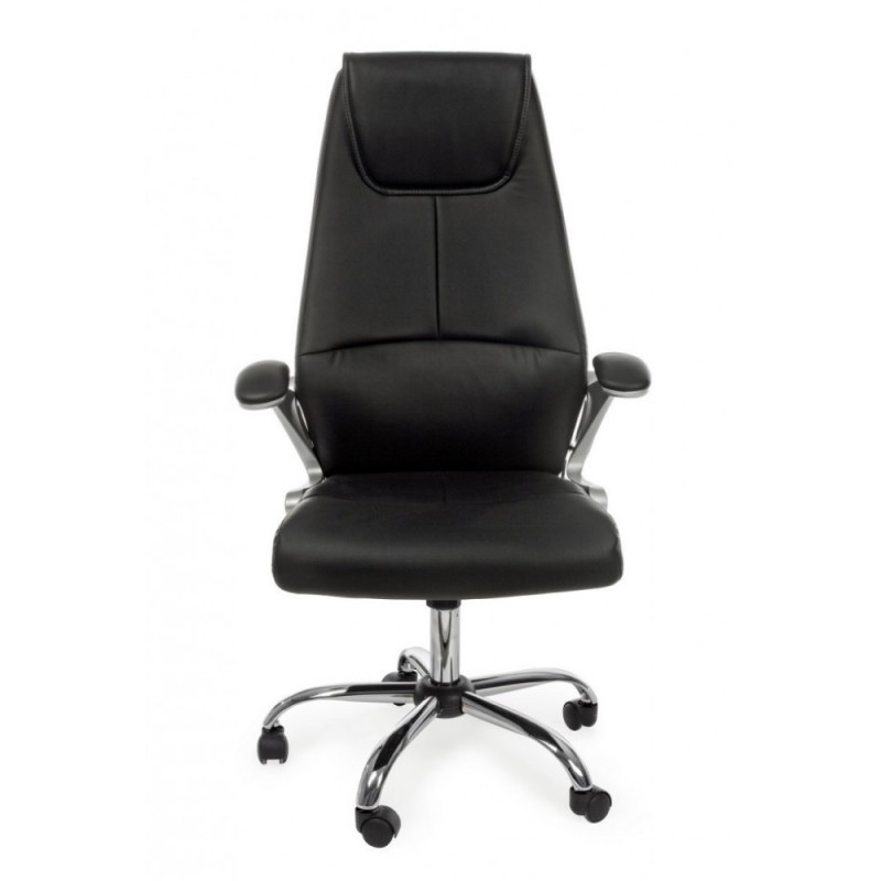 Poltrona direzionale da ufficio in ecopelle nero Camberra con braccioli - Dimensioni: 55x61x118/128 cm