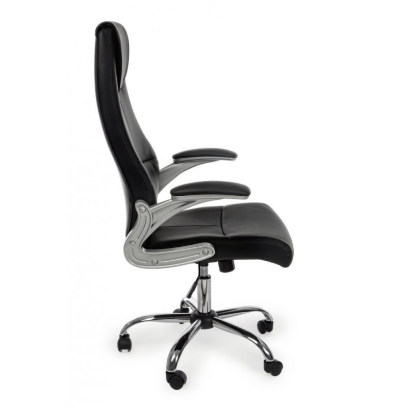 Poltrona direzionale da ufficio in ecopelle nero Camberra con braccioli - Dimensioni: 55x61x118/128 cm