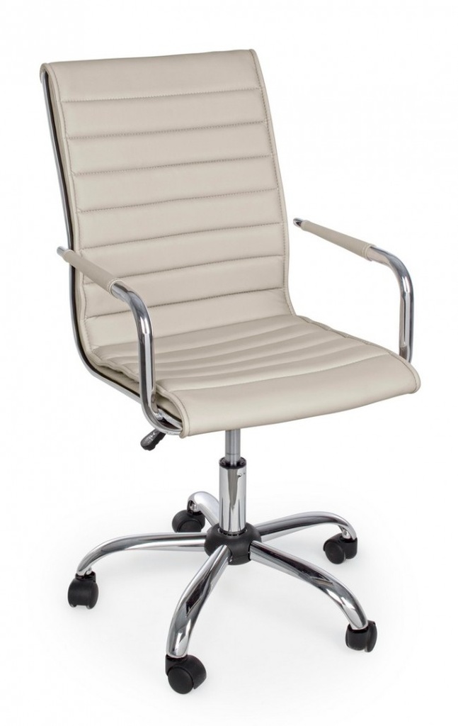 Poltrona ufficio con braccioli Perth tortora in ecopelle - Misure: 46x54x90/100 cm