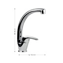 Rubinetto Miscelatore da Cucina Cromato con Canna in Acciaio - 26x10,3 cm