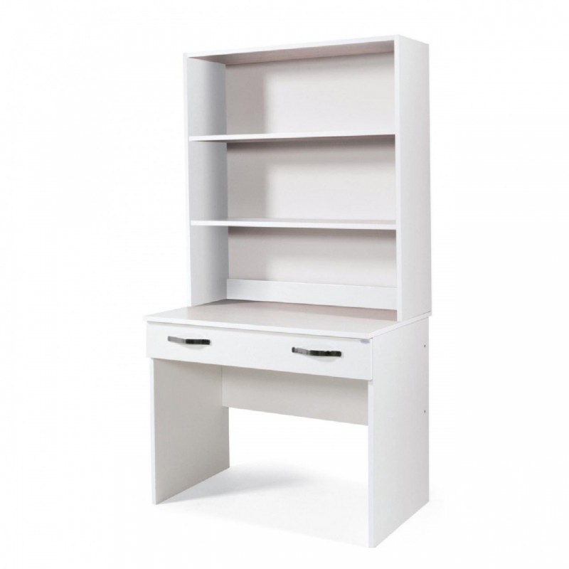 Scrivania con cassetto e libreria Bianca per Camera o Ufficio