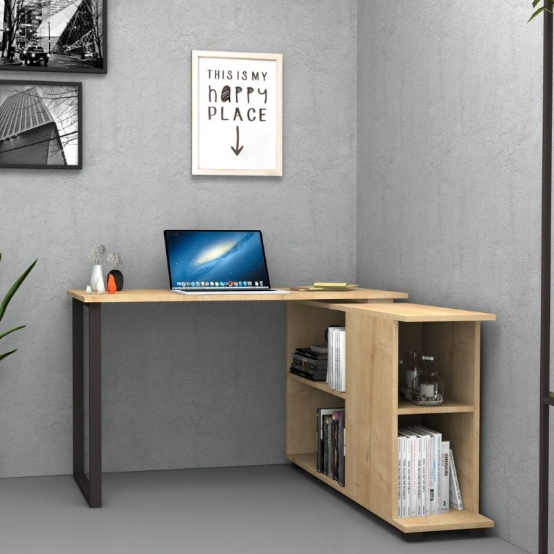 Scrivania con libreria reversibile Rovere OSLO 120x60x74 cm