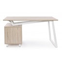 Scrivania in legno bianca con cassettiera Armande 140x60x76 cm