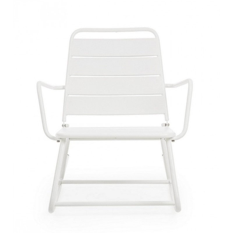 Sedia a Dondolo Bianca Lillian Bizzotto - Acciaio Trattato per Esterno - Finitura Opaca - Facile da Assemblare - Dimensioni: 63x90x74h cm - Altezza Seduta: 35h cm - Altezza Bracciolo: 55h cm
