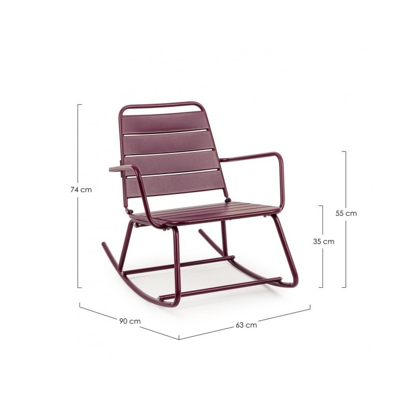 Sedia a dondolo bordeaux Lillian, acciaio trattato per esterno, finitura opaca, da assemblare, 63x90x74h