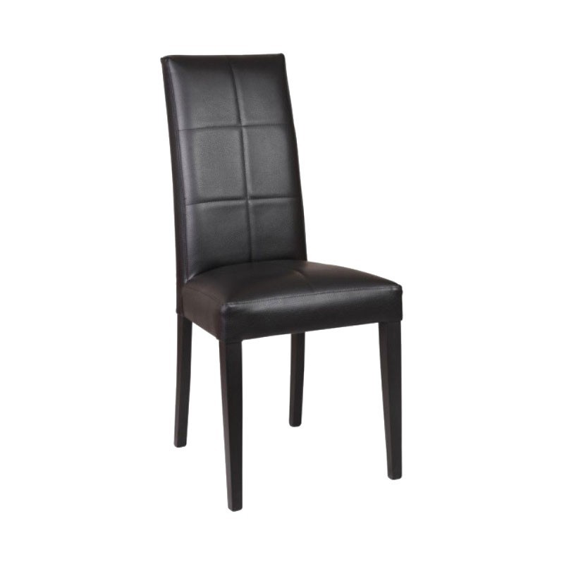 Sedia in legno rivestita ecopelle antracite 47x47xh.101 cm