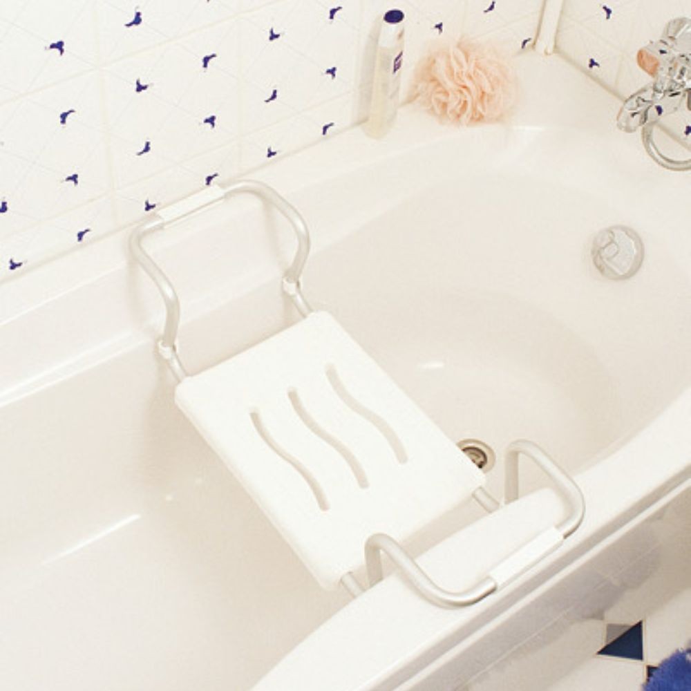 Sedile per Vasca Regolabile in Acciaio Cromato Bianco 19x26x65.5 cm