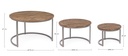 Set 3 tavolini in acciaio e legno Narvik - Stile industriale - Misure: grande ø78x47 cm, medio ø58x40 cm, piccolo Ø43x33 cm