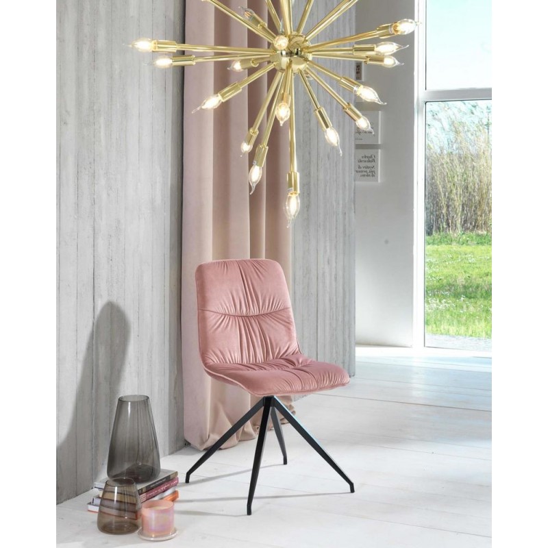 Set di 4 sedie in tessuto microfibra effetto velluto rosa antico 438xh. 86.5 cm