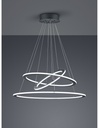 Sospensione LED Dimmerabile 3 Anelli Antracite Ø80 cm