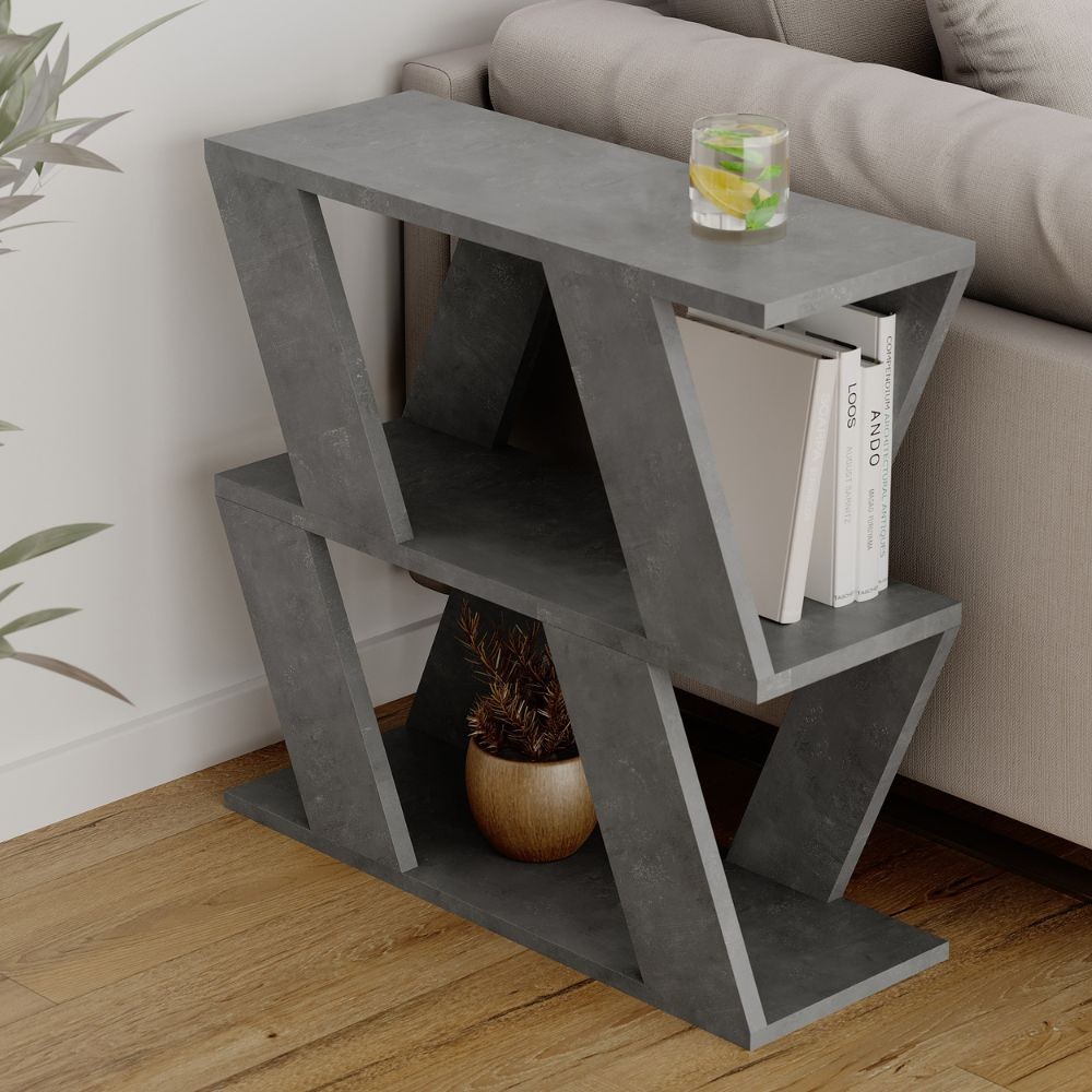 Tavolino Laterale da Salotto Lazena Cemento 60x22x57 cm