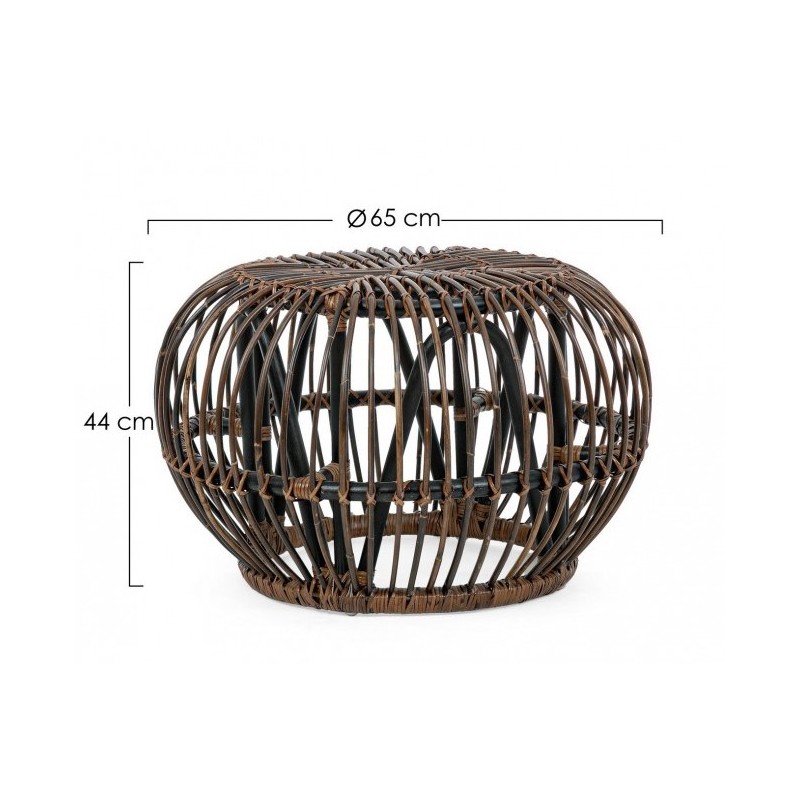 Tavolino Pouf per esterno in rattan Marrone DORADAL 65x44 cm