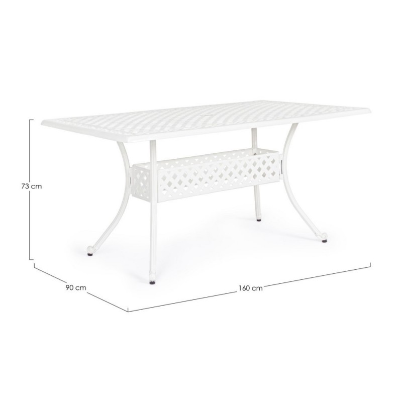 Tavolo da esterno rettangolare bianco 90 x 160 cm