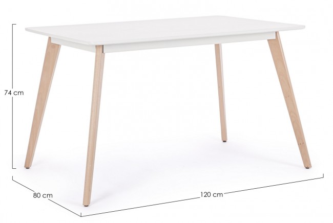 Tavolo in legno bianco Michelangelo 120 x 80 cm