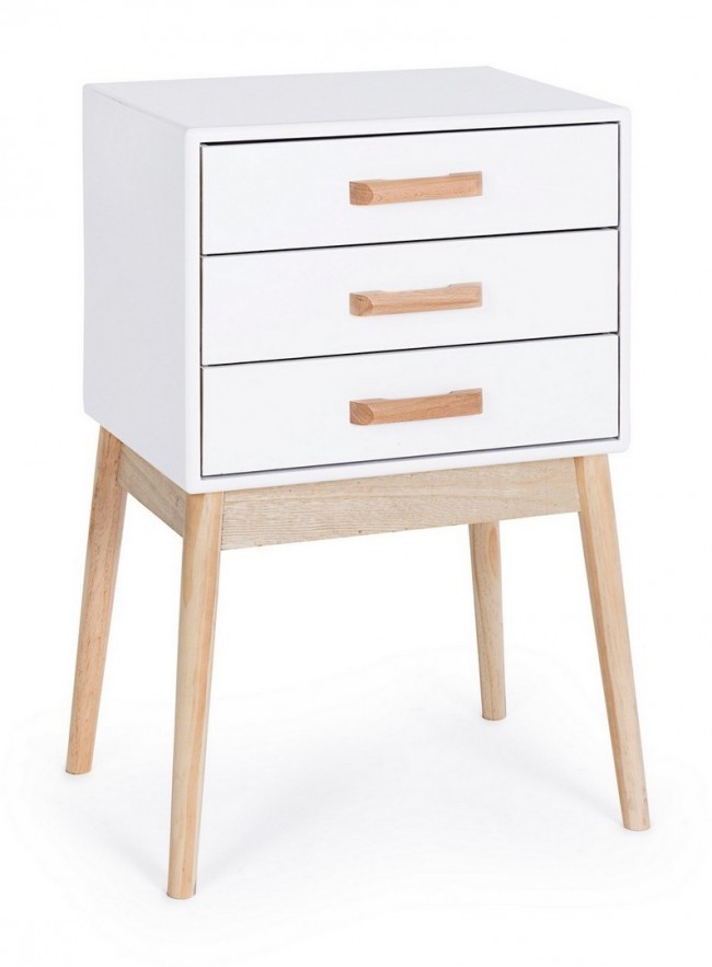 Cassettiera bianca con 3 cassetti - 68h cm